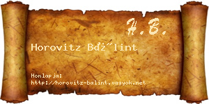 Horovitz Bálint névjegykártya